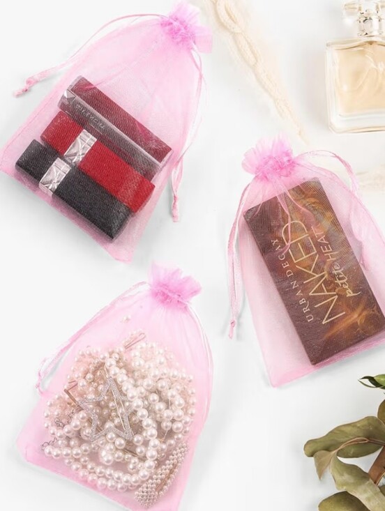 Other - Pink Organza Drawstring Gift Bags - Pack of 10
